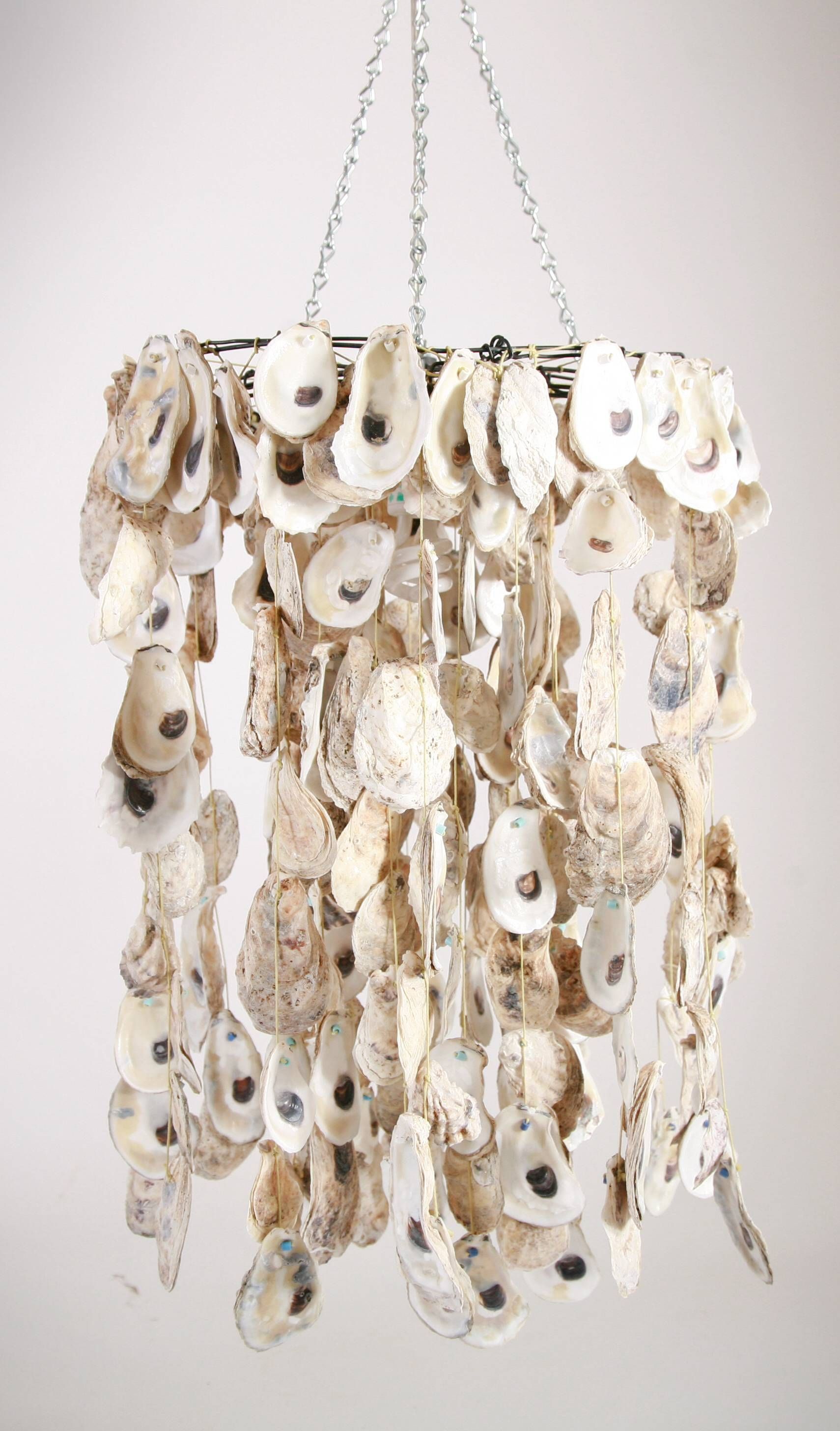 Chandeliers Design : Amazing Oyster Shell Chandelier Sea Glass Pertaining To Sea Glass Pendant Lights (View 14 of 15)