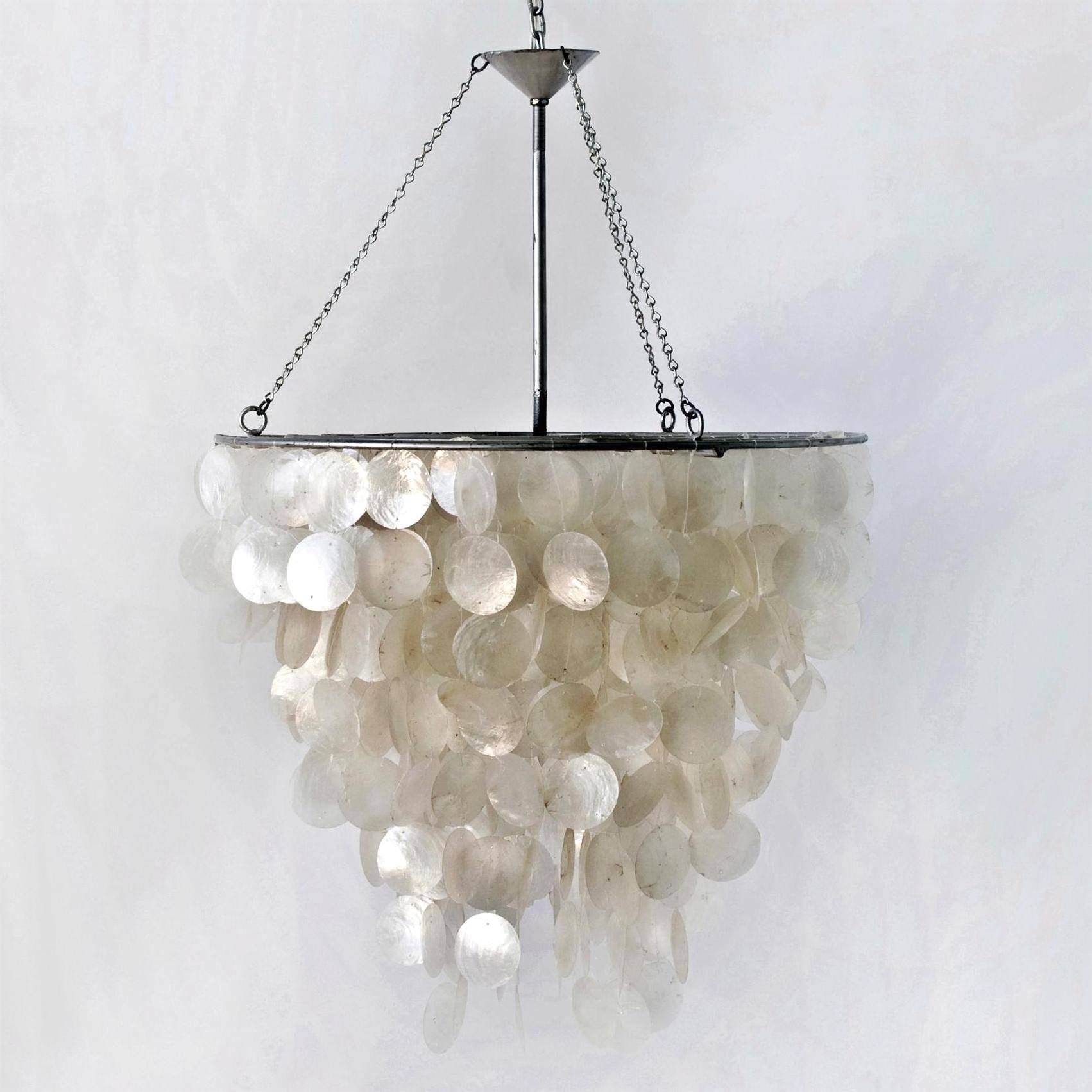Chandeliers Design : Wonderful Small Capiz Shell Chandelier And With Sea Glass Pendant Lights (View 5 of 15)