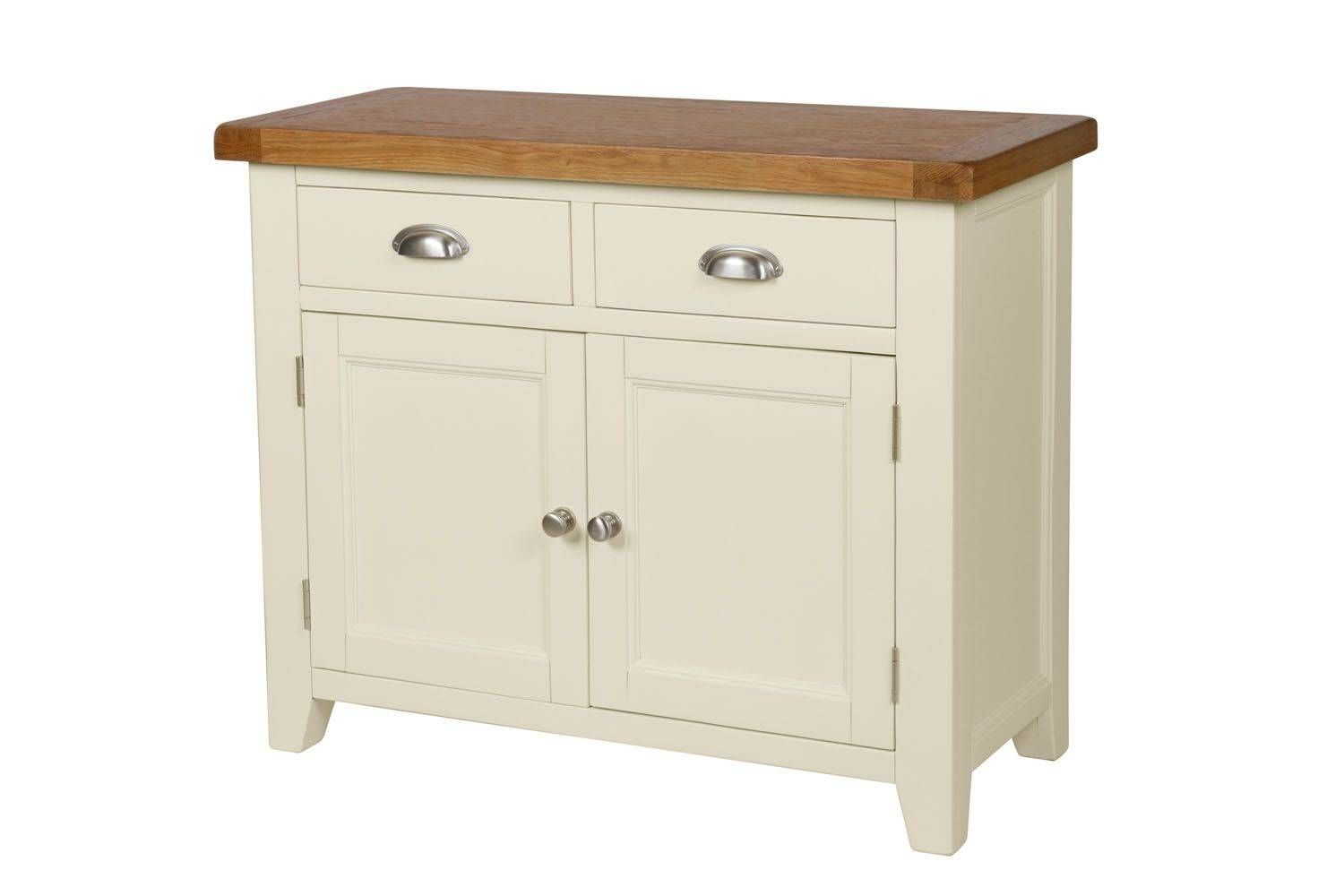 Country Cottage 100cm Cream Painted Oak Sideboard In Painted Sideboards (View 8 of 15)