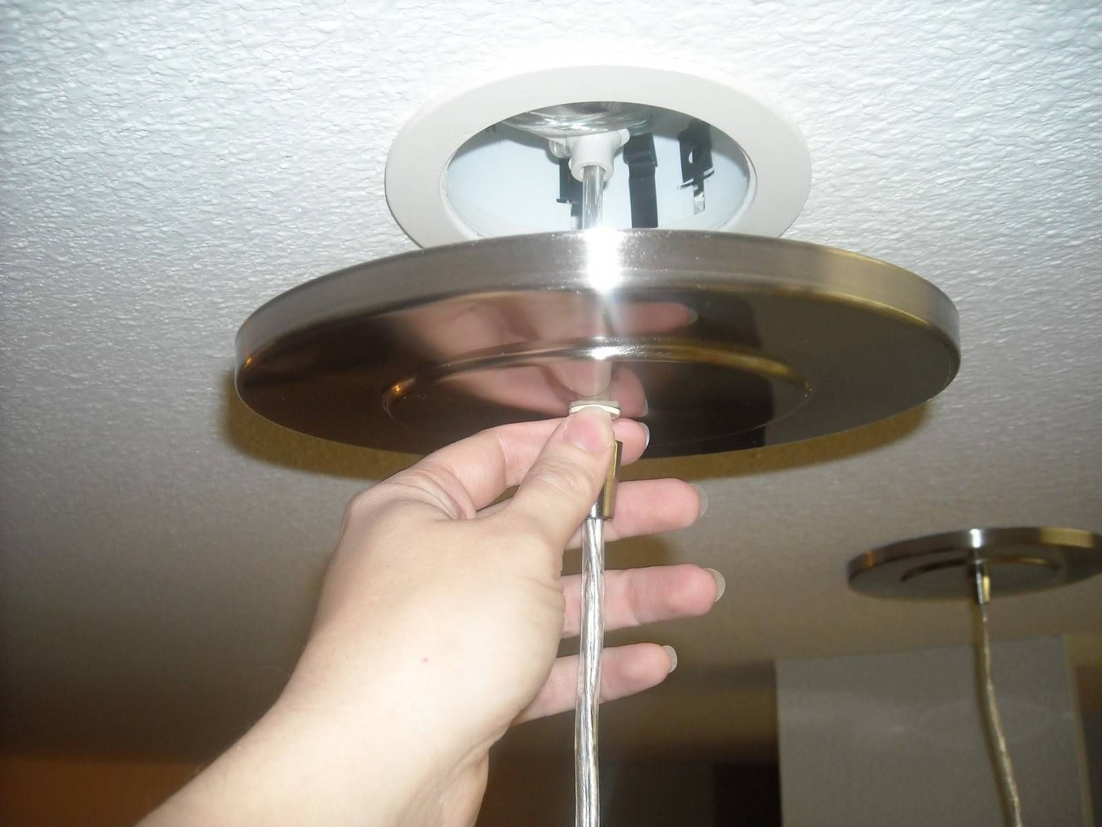Crafty Imaginings & Silly Things: Who Knew? Recessed Converts To Regarding Pendant Lights For Ceiling Plate (Photo 2 of 15)
