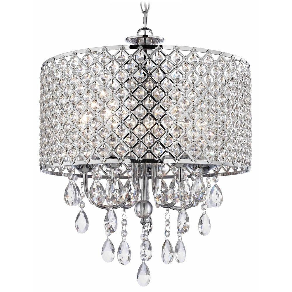 Crystal Chrome Chandelier Pendant Light With Crystal Beaded Drum Inside Beaded Pendant Light Shades (View 3 of 15)