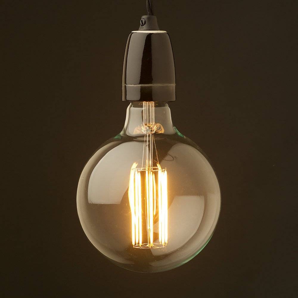 Edison Style Light Bulb And E27 Black Fine Porcelain Pendant Within Edison Bulb Pendant Lights (Photo 1 of 15)