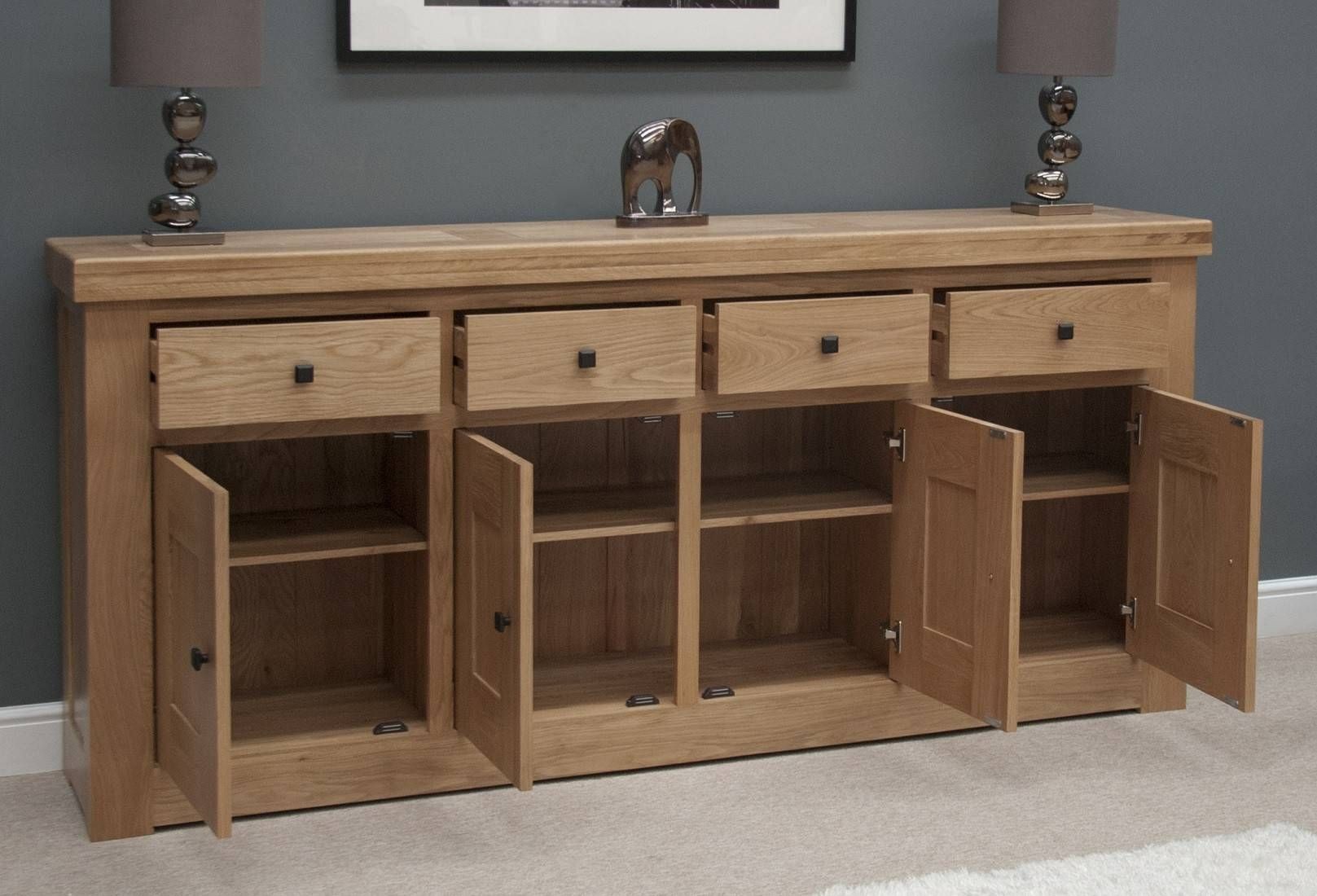 French Bordeaux Oak Extra Large 4 Door Sideboard | Oak Furniture Uk With Regard To Wooden Sideboards (Photo 2 of 15)
