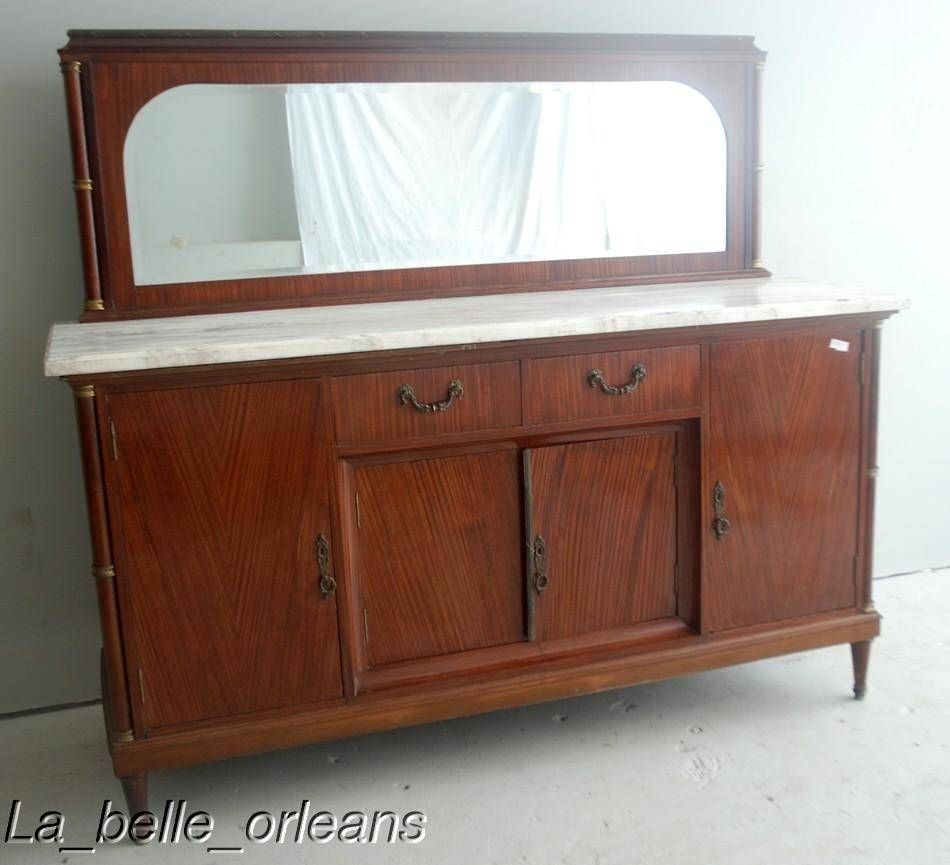 French Empire Sideboard/buffet Marble Top And Mirror !! For Sale With Regard To Antique Marble Top Sideboards (View 3 of 15)