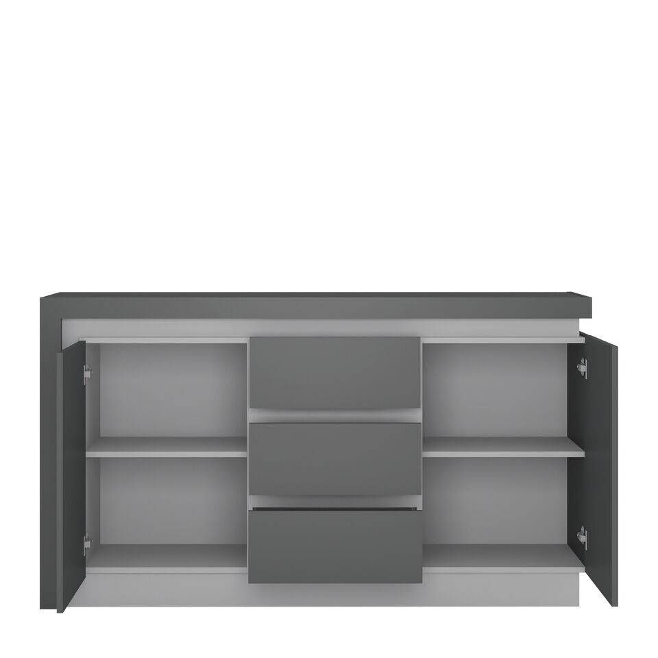 Grey High Gloss 2 Door 3 Drawer Sideboard – Homegenies With Regard To High Gloss Grey Sideboards (Photo 1 of 15)