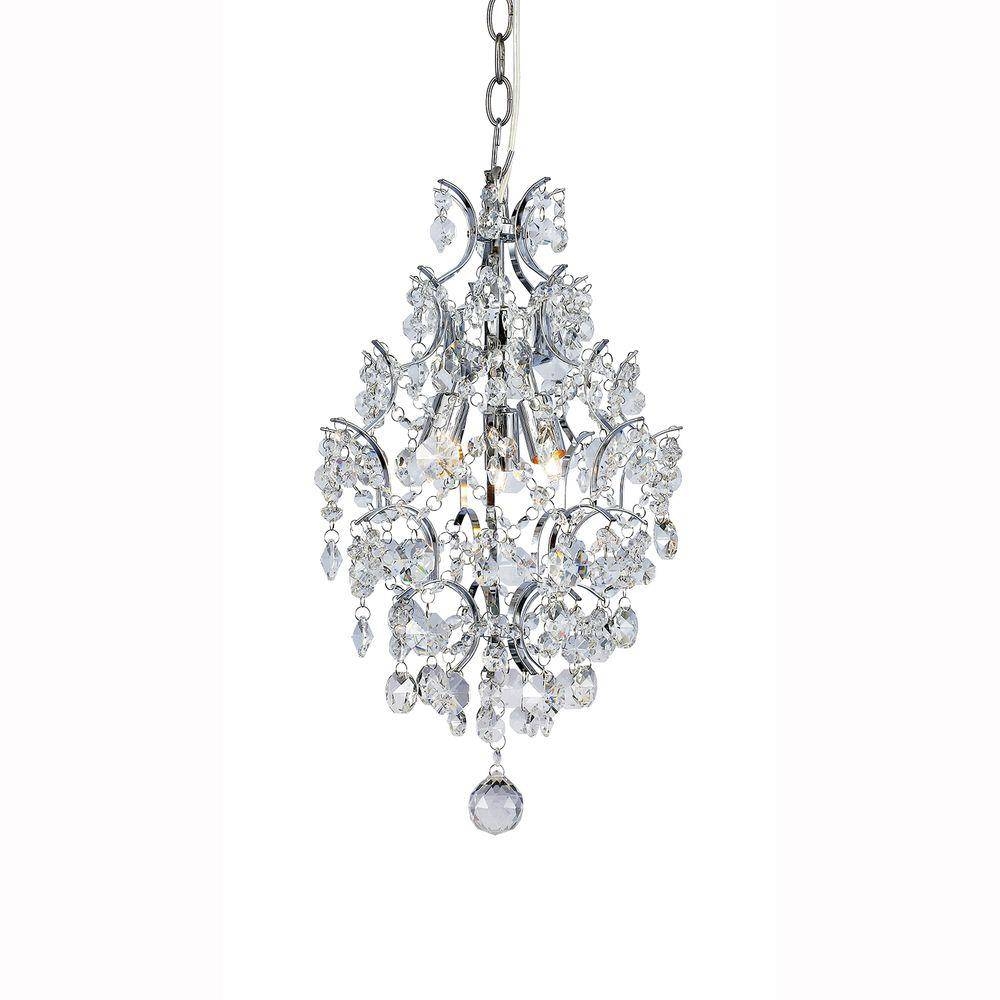 Hampton Bay 3 Light Chrome Branches Pendant With Crystals Throughout Crystal Teardrop Pendant Lights (Photo 1 of 15)