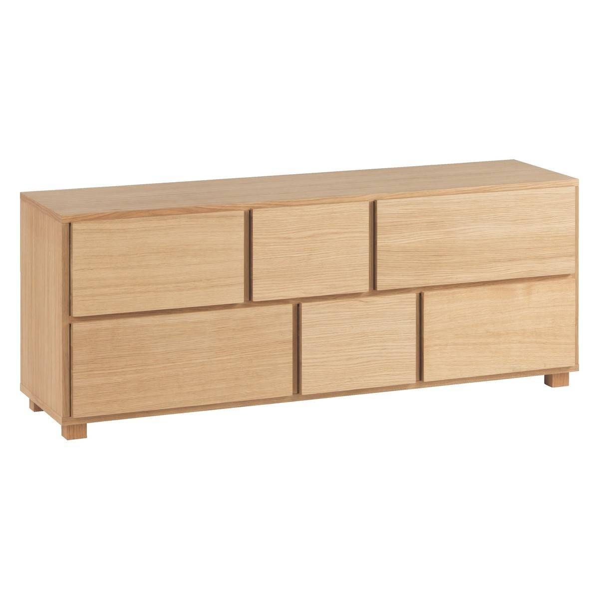 Hana Ii Oiled Oak 6 Drawer Low Wide Chest | Buy Now At Habitat Uk Intended For Low Wooden Sideboards (View 2 of 15)
