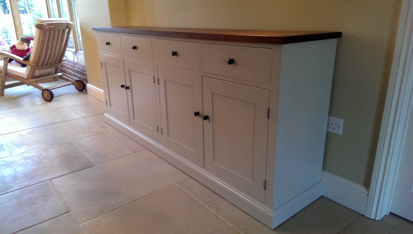 Large Painted Sideboard With Oak Top – Bespoke Kitchen And Dining Throughout Large Sideboards (View 8 of 15)