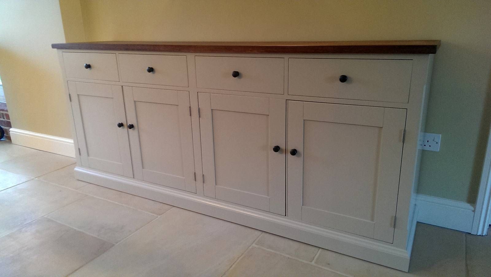 Large Painted Sideboard With Oak Top – Solid Wood & Painted Made Inside Bespoke Sideboards (Photo 2 of 15)
