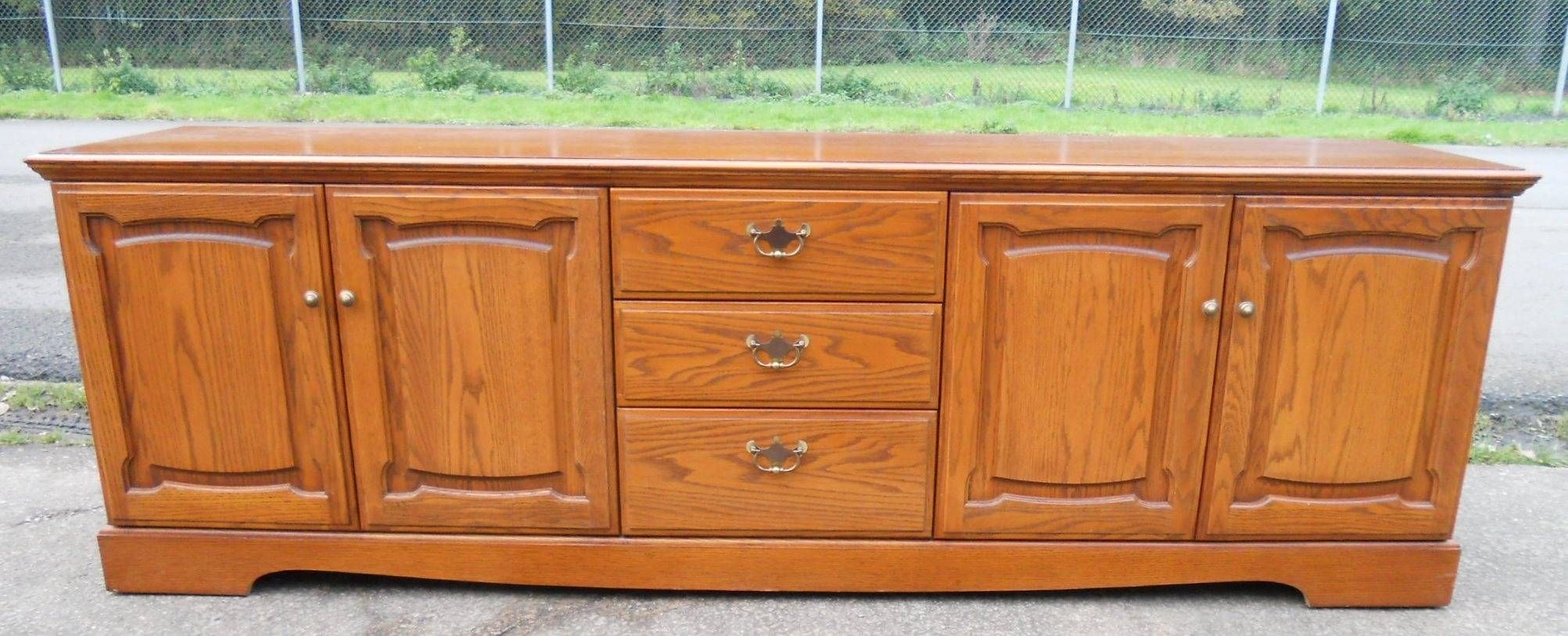 Long Low Oak Sideboard Cupboard Basewilliam Laurence – Sold With Long Sideboards (View 13 of 15)