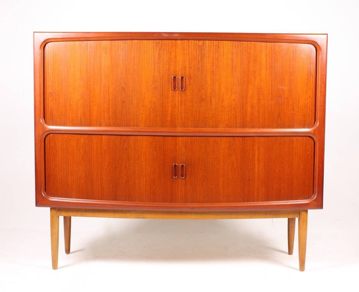 Mid Century Teak Sideboard With Tambour Doors, 1950s For Sale At Inside Teak Sideboards (View 14 of 15)