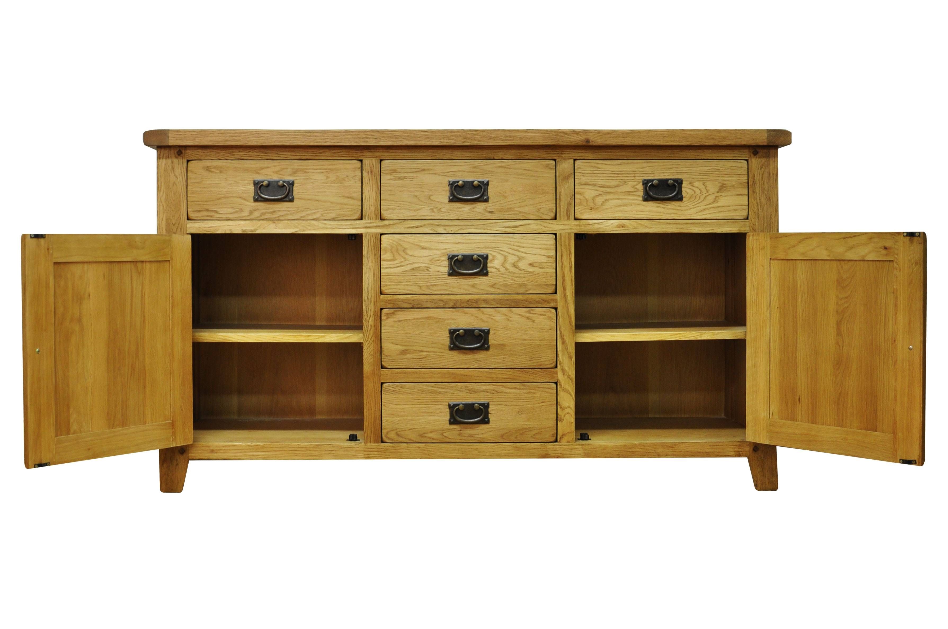 Oldbury Rustic Oak Sideboard With 2 Doors And 6 Drawersstanton Inside Sideboards With Drawers (Photo 12 of 15)