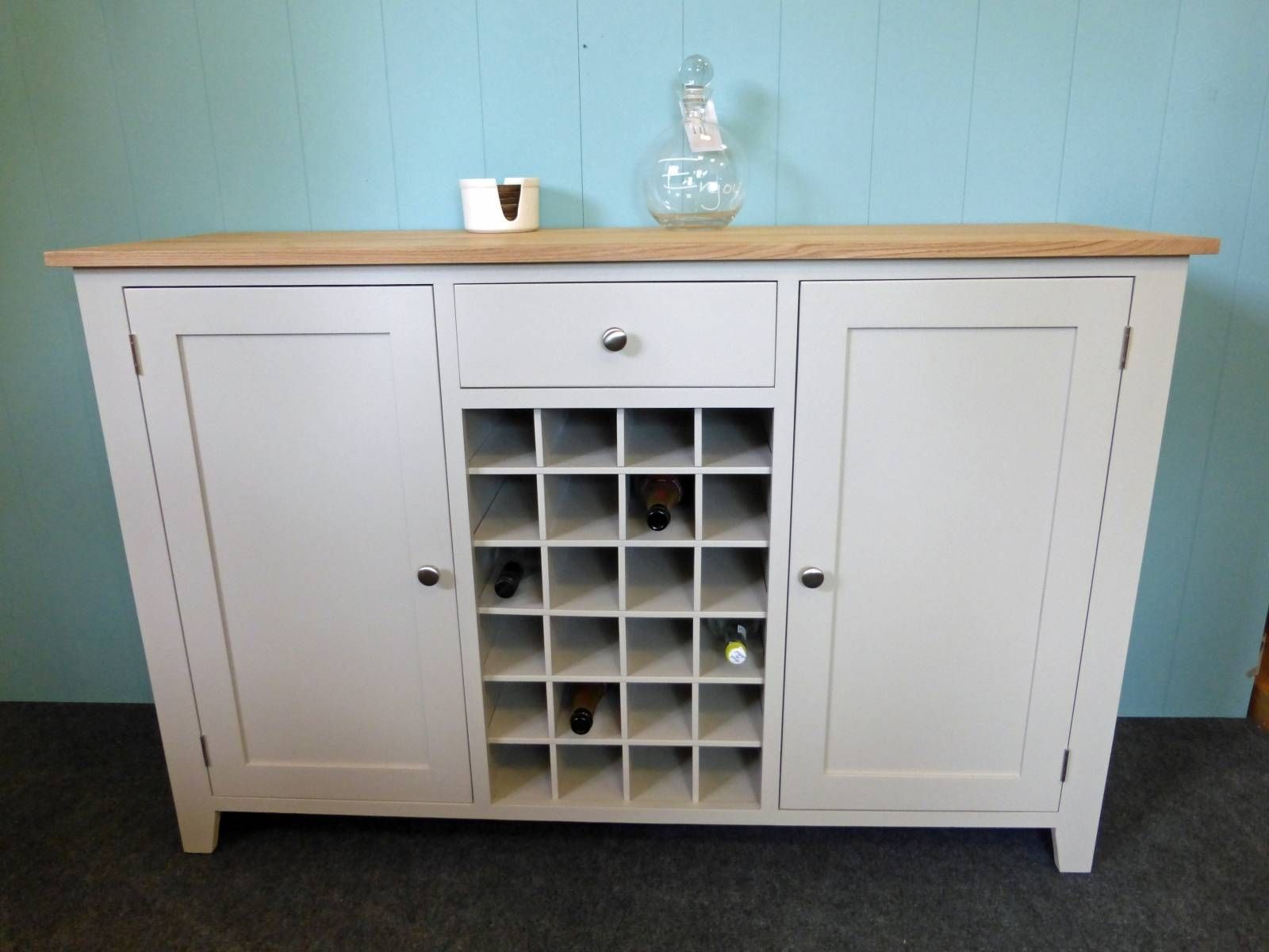 Painted Shaker Style Sideboard With Wine Rack – Solid Wood With Bespoke Sideboards (Photo 3 of 15)