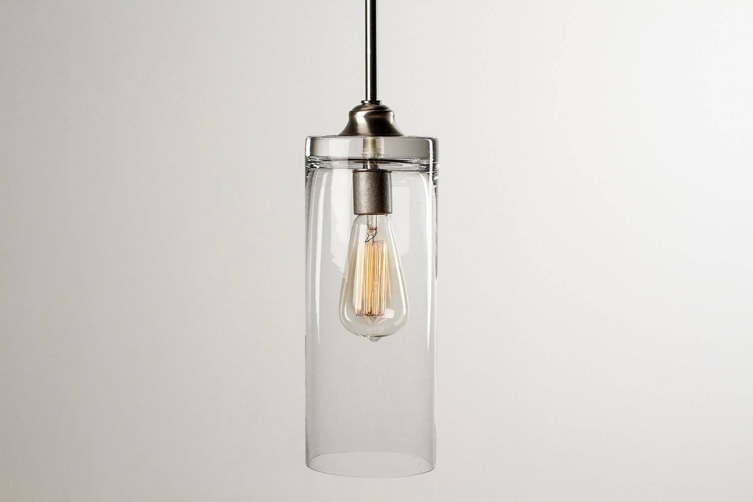 Pendant Light Fixture | Edison Bulb | Brushed Nickel | Cylinder Intended For Glass Pendant Lights With Edison Bulbs (Photo 7 of 15)