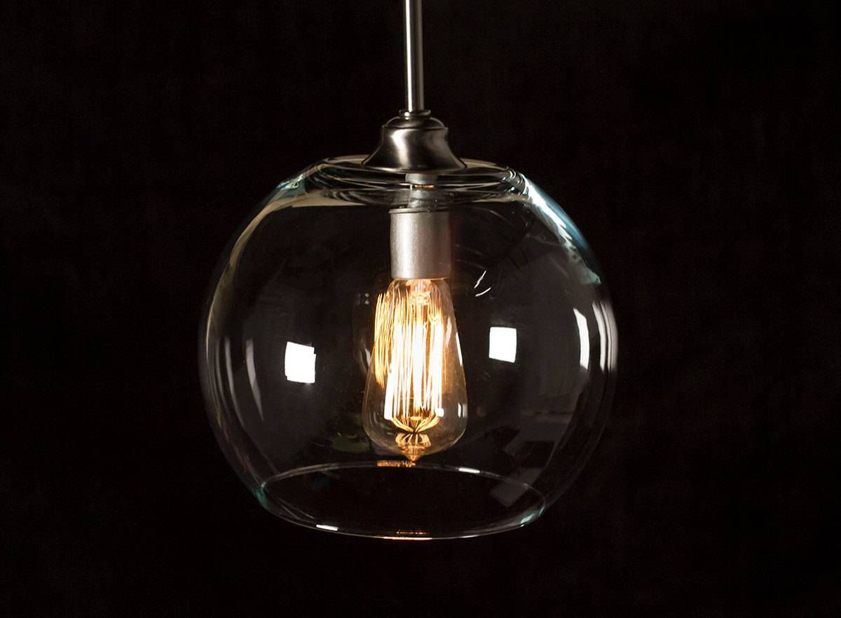 Pendant Light Fixture | Edison Bulb | Brushed Nickel | Large Globe With Glass Pendant Lights With Edison Bulbs (Photo 13 of 15)