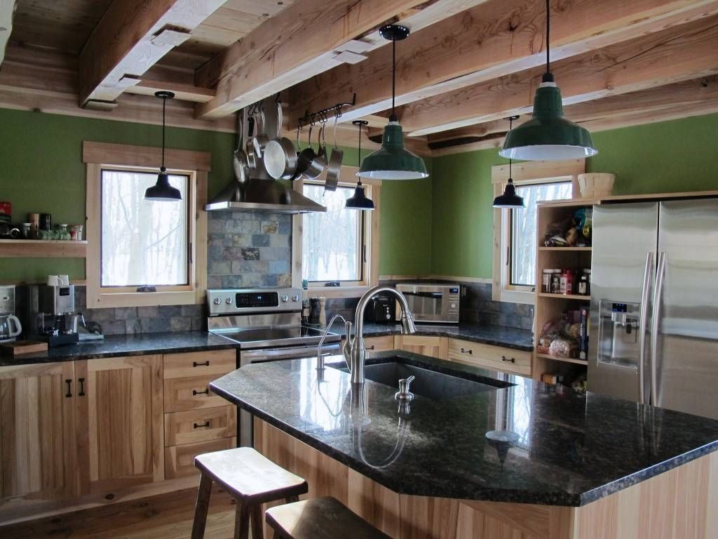 Porcelain Enamel Lighting Gives New Green Home A Rustic Look Within Rustic Pendant Lighting For Kitchen (Photo 10 of 15)