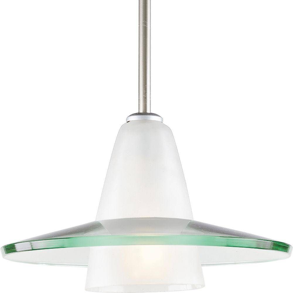 Progress Lighting 1 Light Brushed Nickel Mini Pendant With Clear Pertaining To Etched Glass Pendant Lights (Photo 9 of 15)