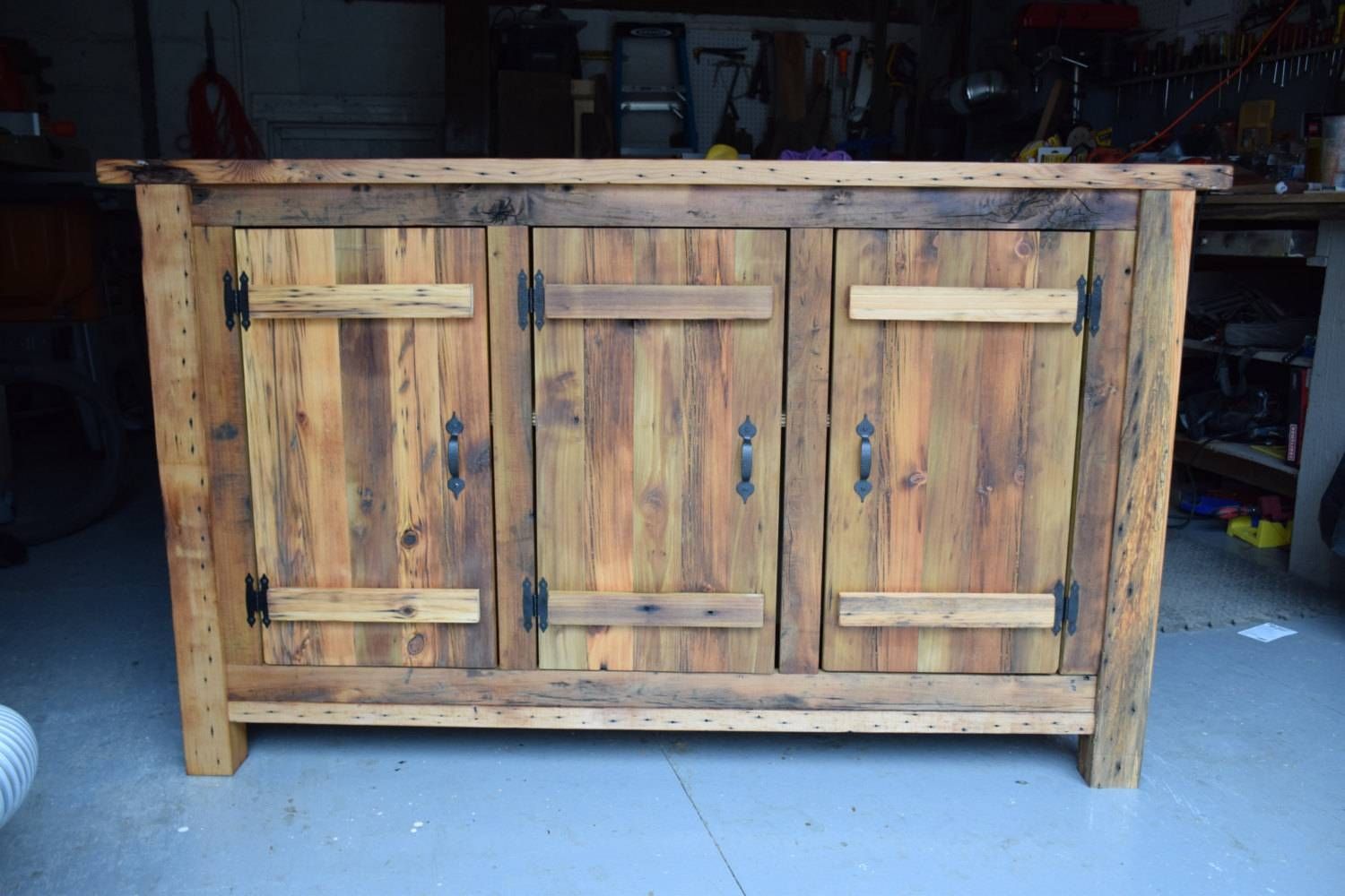 Reclaimed Wood Rustic Buffet Farmhouse Buffet Table Entryway In Rustic Sideboards Buffets (Photo 5 of 15)