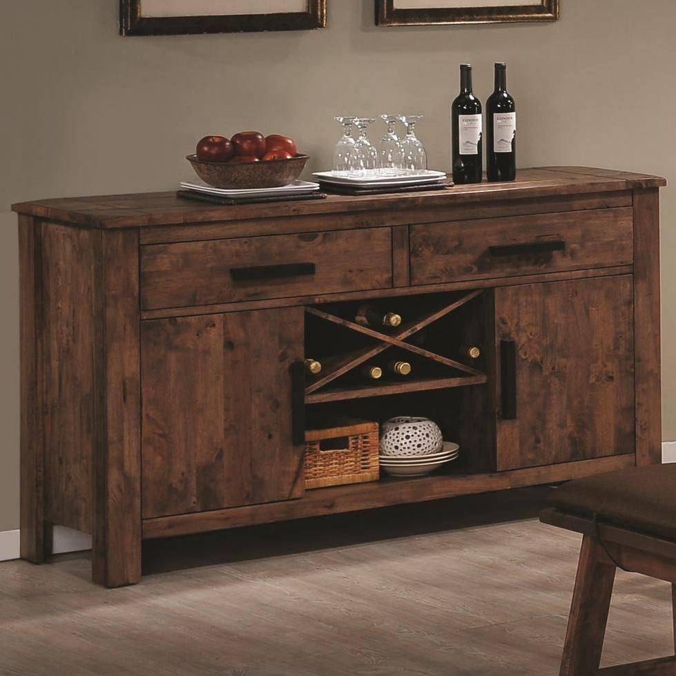 Rustic Indoor Dining Room Design With Maddox Brown Wood Sideboard Regarding Rustic Sideboards Buffets (View 3 of 15)