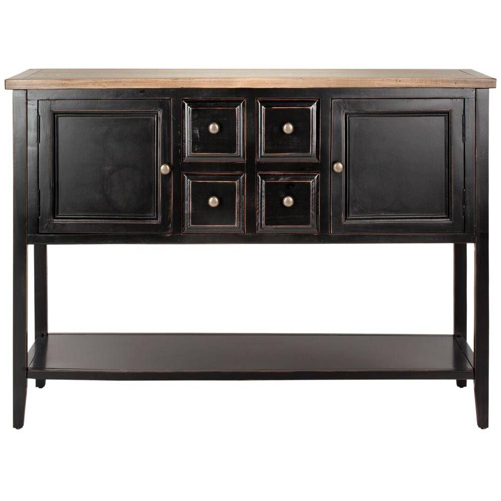 Safavieh Charlotte Black And Oak Buffet With Storage Amh6517d Pertaining To Safavieh Sideboards (View 7 of 15)