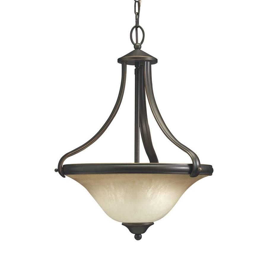 Shop Portfolio Llana 15.87 In Black Bronze Craftsman Single Etched Within Etched Glass Pendant Lights (Photo 10 of 15)