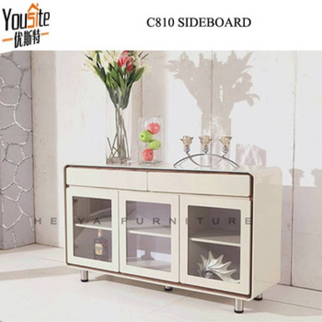 Sideboard Modern Cream Color High Gloss Sideboard With Glass Door Regarding High Gloss Cream Sideboards (View 13 of 15)