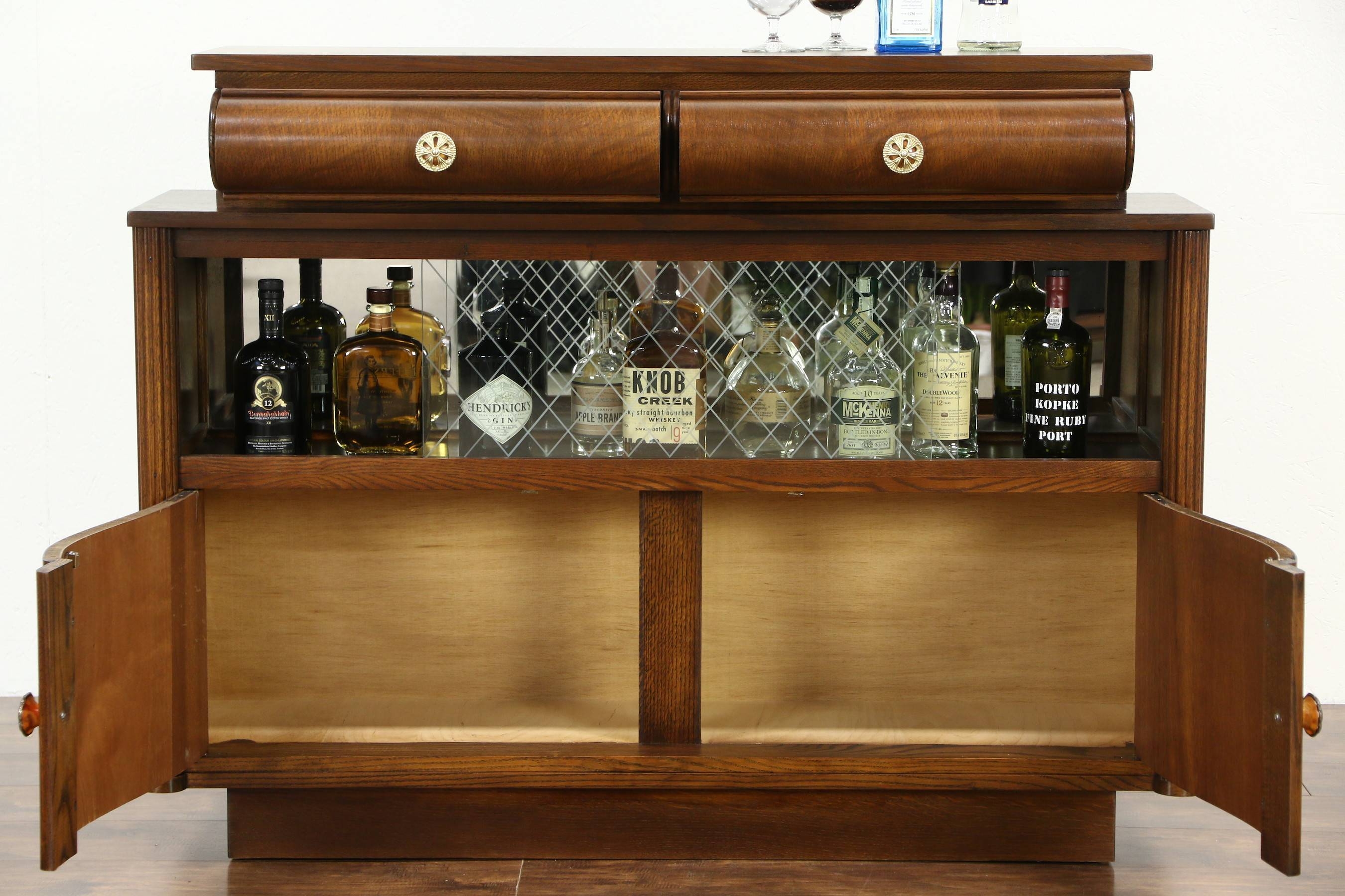 Sold – Art Deco Oak Vintage Scandinavian Sideboard, Bar Cabinet For Sideboard Bar Cabinet (Photo 1 of 15)