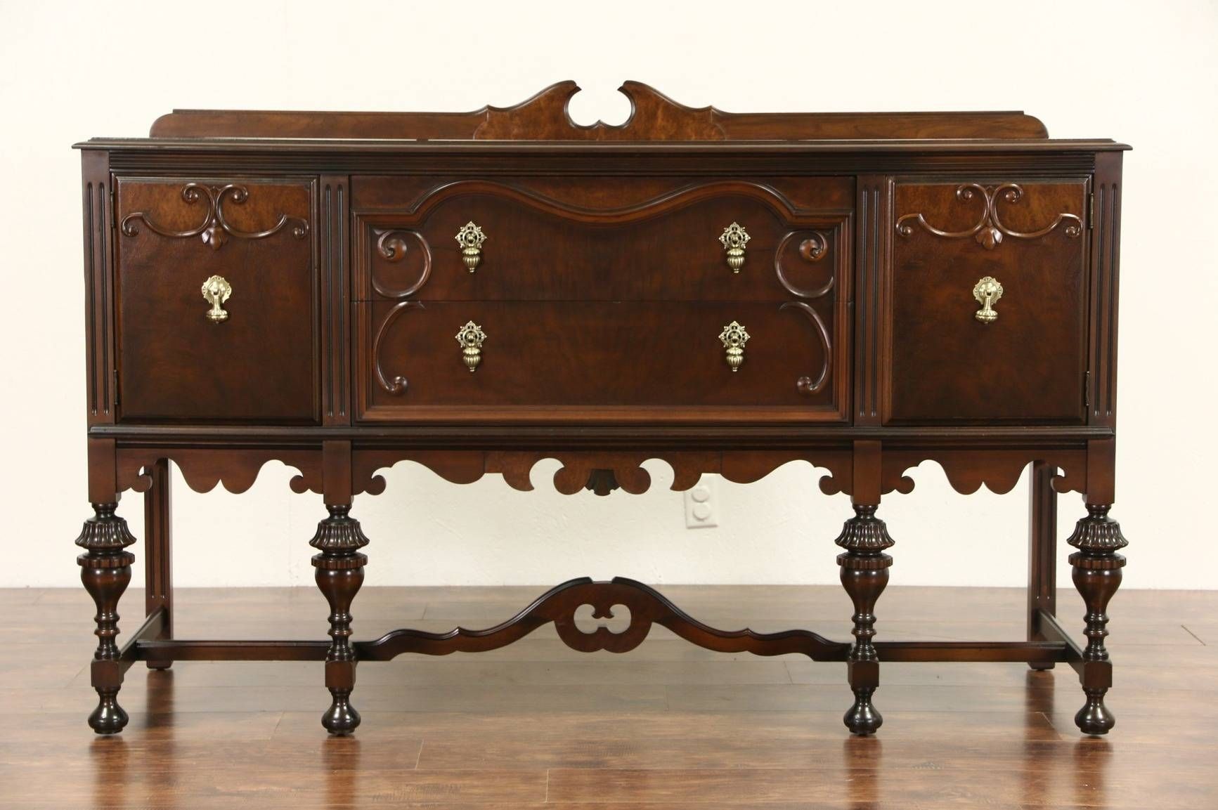 Sold – English Tudor 1920 Antique Walnut Sideboard Server Or Pertaining To Antique Sideboard Buffets (View 8 of 15)