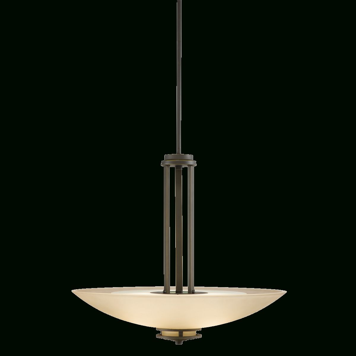 Transitional 3 Light Inverted Pendant In Olde Bronze – Hendrik Inside Inverted Pendant Lighting (Photo 4 of 15)