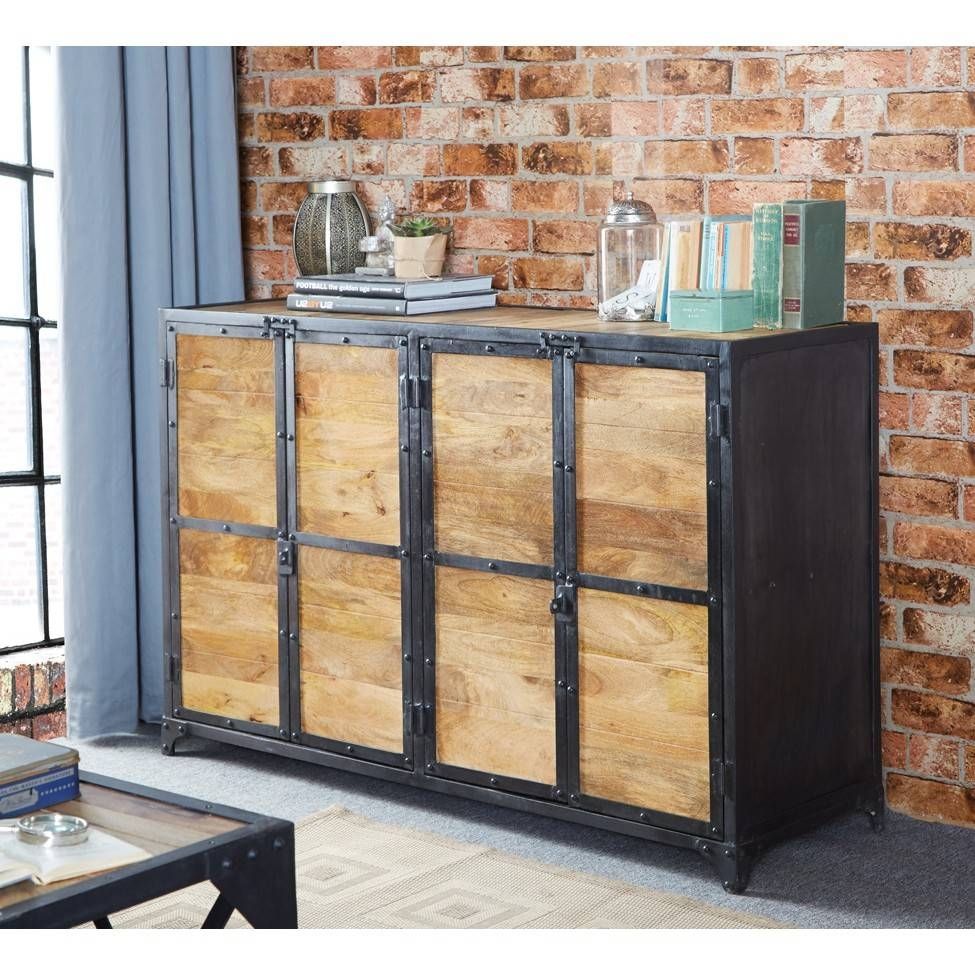 Vintage Up Cycled Industrial Large Sideboard Within Industrial Sideboards (View 13 of 15)