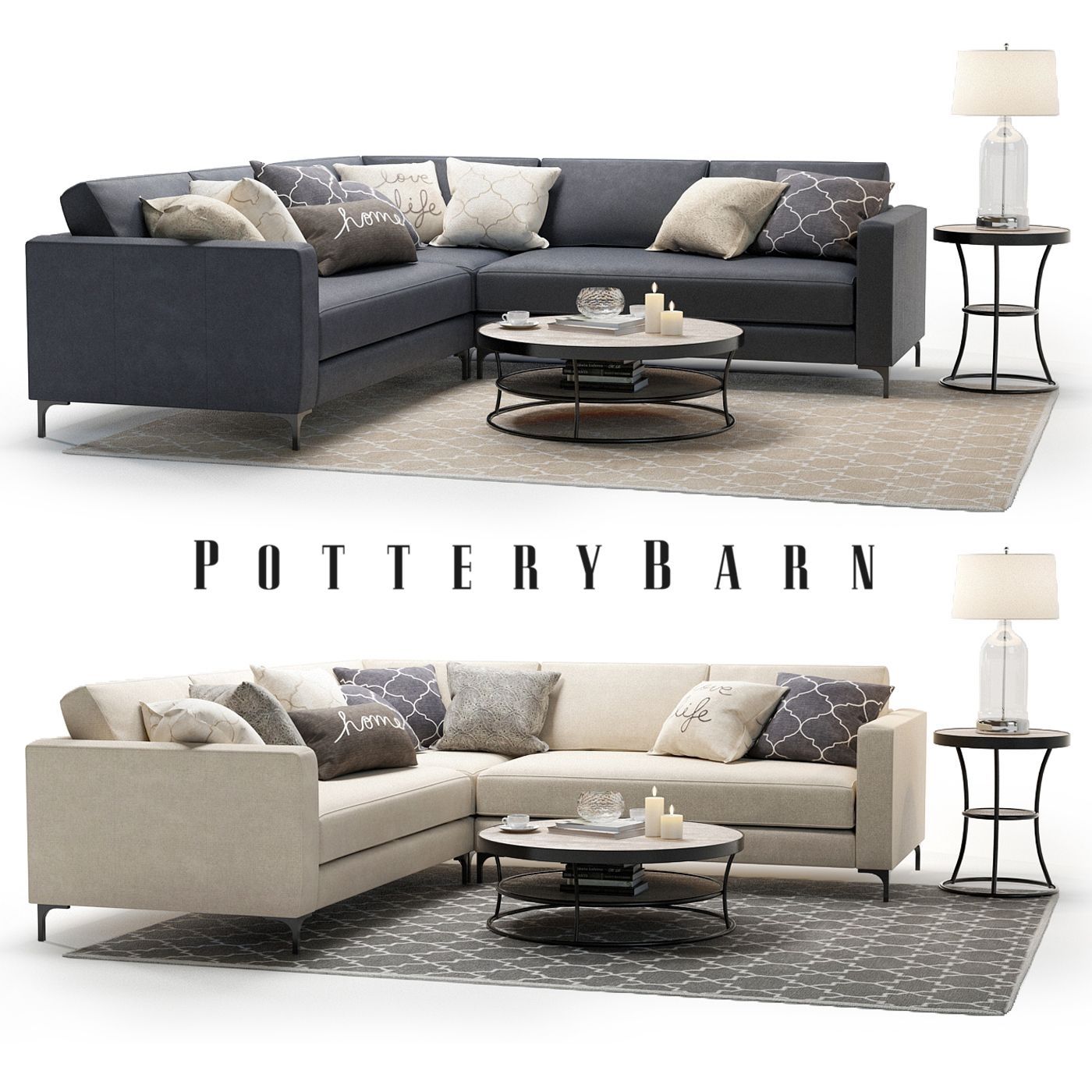 3d Model Pottery Barn Jake Sectional Sofa With Bartlett Intended For Pottery Barn Sectional Sofas 