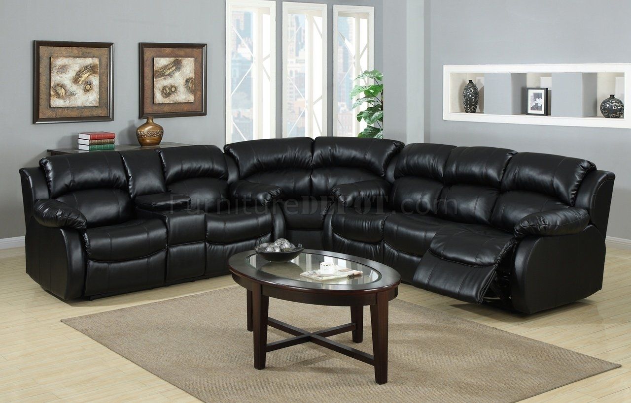 8000 Reclining Sectional Sofa In Black Bonded Leather With Regard To Leather Recliner Sectional Sofas (Photo 9 of 10)
