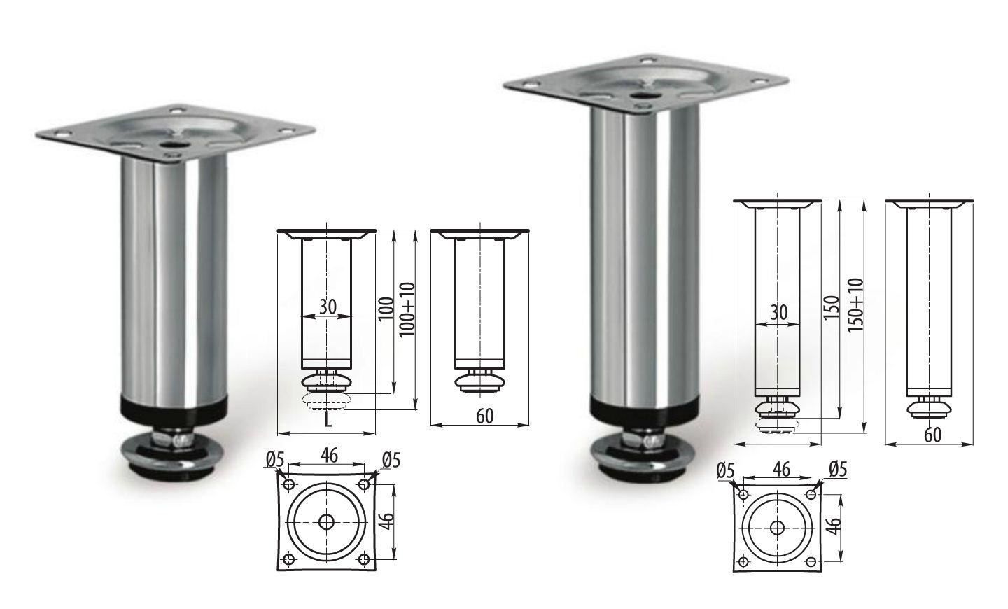 Adjustable Plinth Leg Chrome • Rejs Ltd (View 1 of 10)