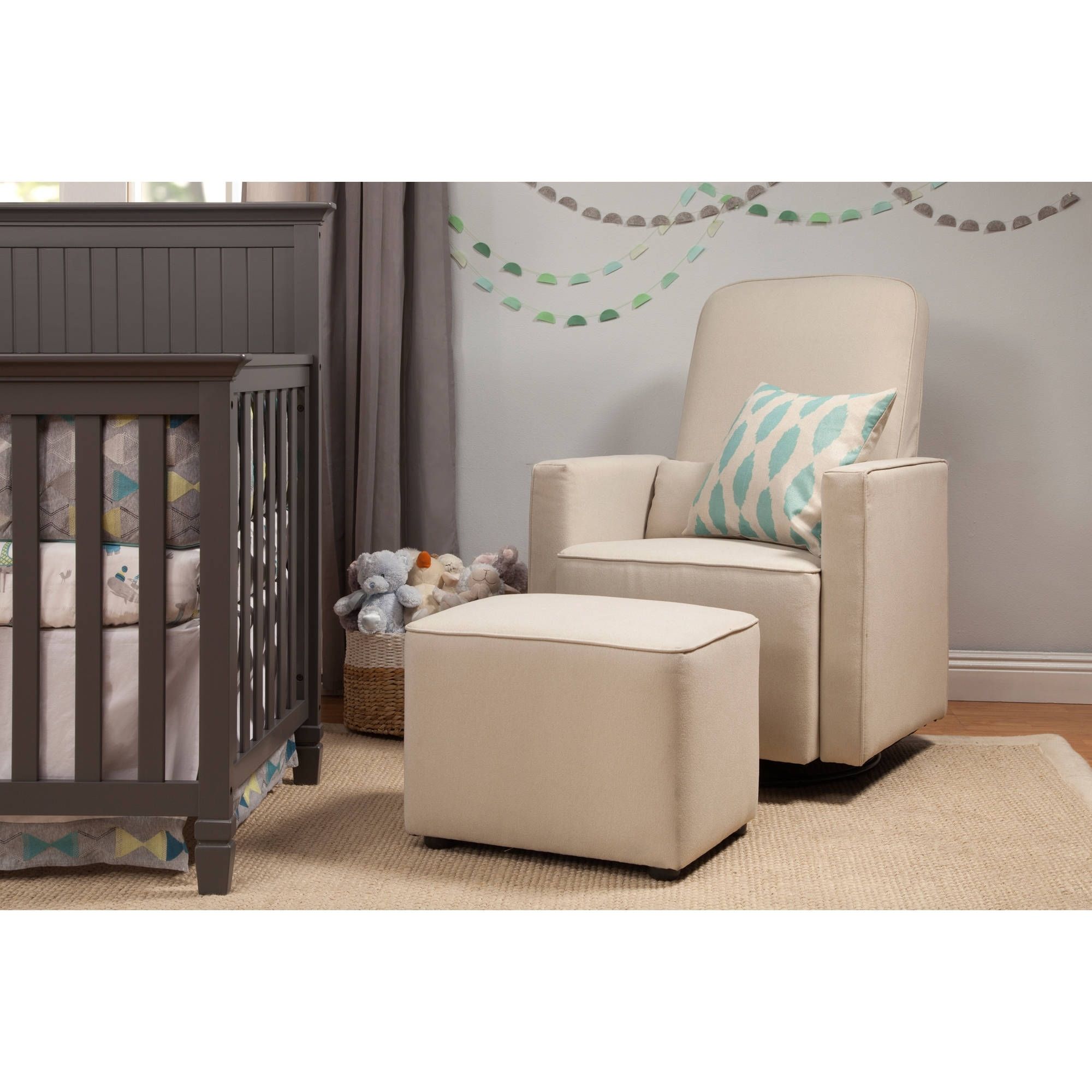 Angel Line Monterey Glider And Ottoman White Finish With Gray Pertaining To Gliders With Ottoman (View 12 of 15)