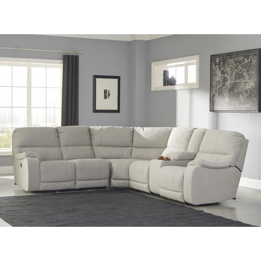 Ashley Furniture Bohannon Reclining Power Sectional In Putty | Space Throughout Eau Claire Wi Sectional Sofas (Photo 9 of 10)