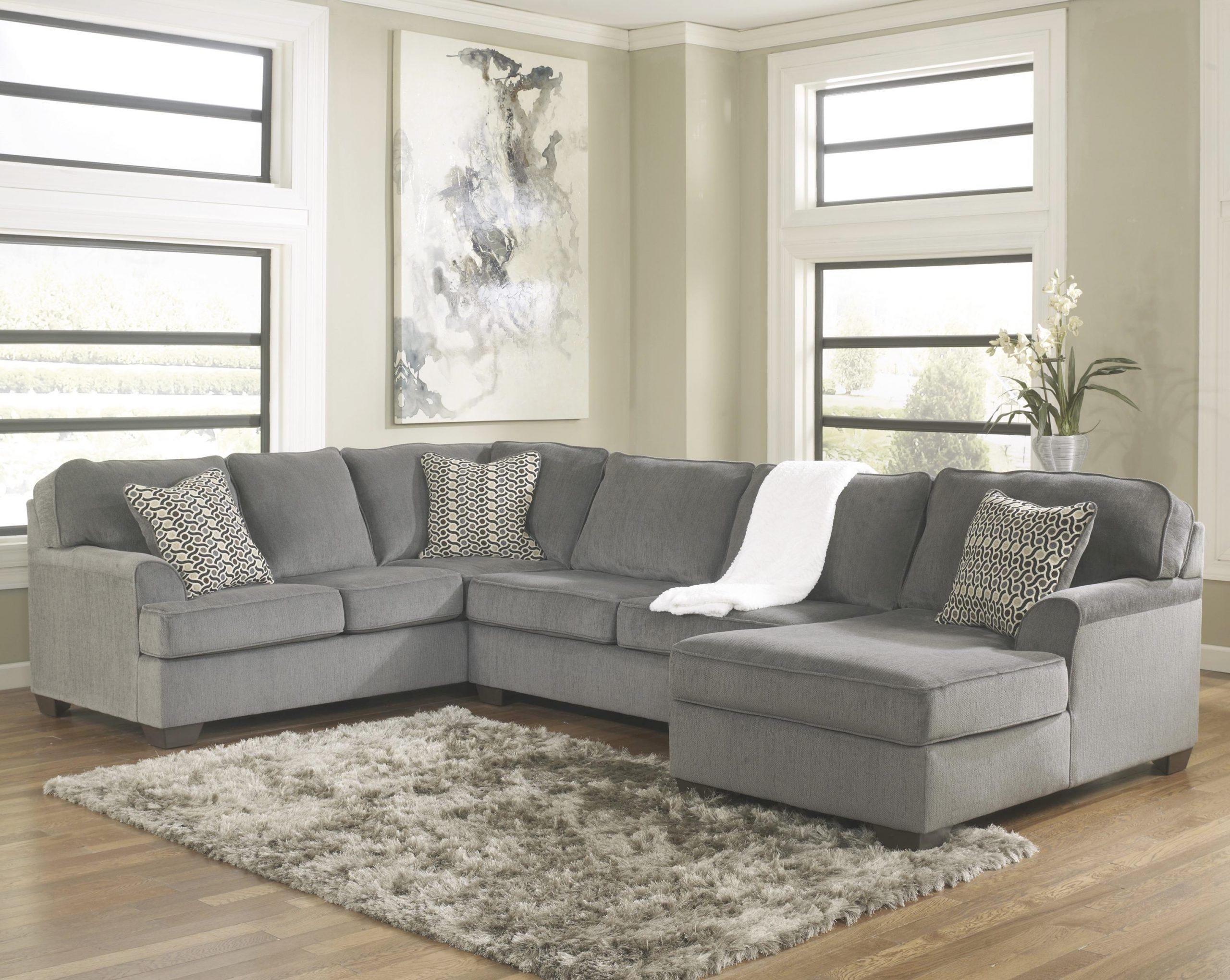 Ashley Furniture Loric – Smoke Contemporary 3 Piece Sectional With For Green Bay Wi Sectional Sofas (View 5 of 10)