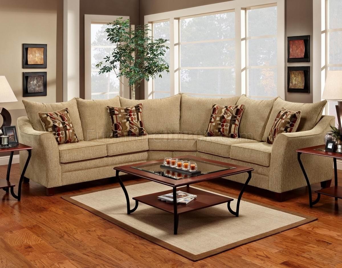 Beige Fabric Elegant Modern Sectional Sofa Regarding Beige Sectional Sofas (Photo 11 of 15)