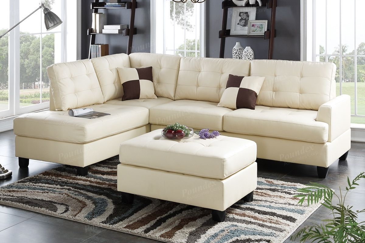 Beige Leather Sectional Sofa And Ottoman – Steal A Sofa Furniture Pertaining To Beige Sectional Sofas (Photo 13 of 15)