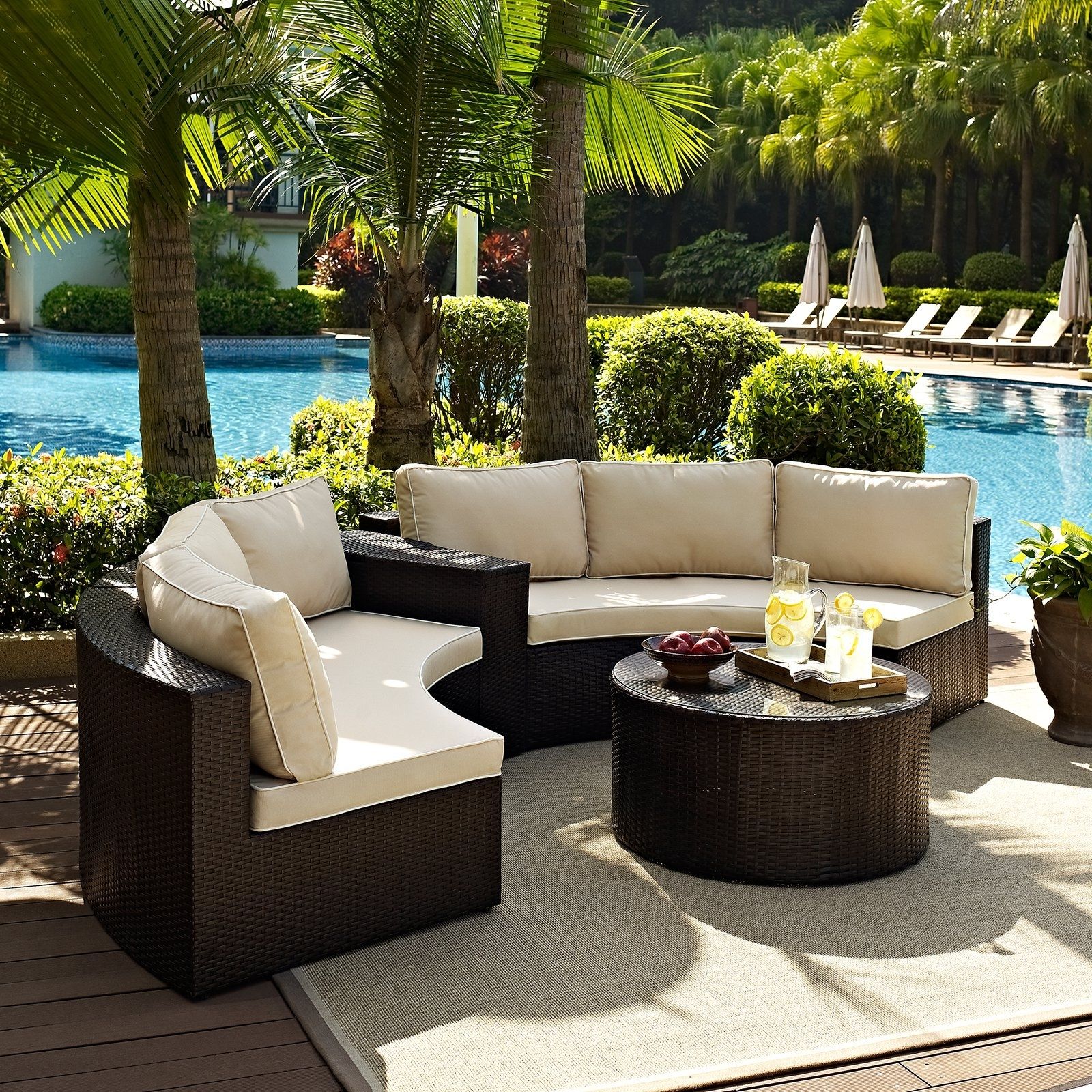 Belham Living Meridian Round Outdoor Wicker Patio Furniture Set With Intended For Patio Sofas (Photo 4 of 10)