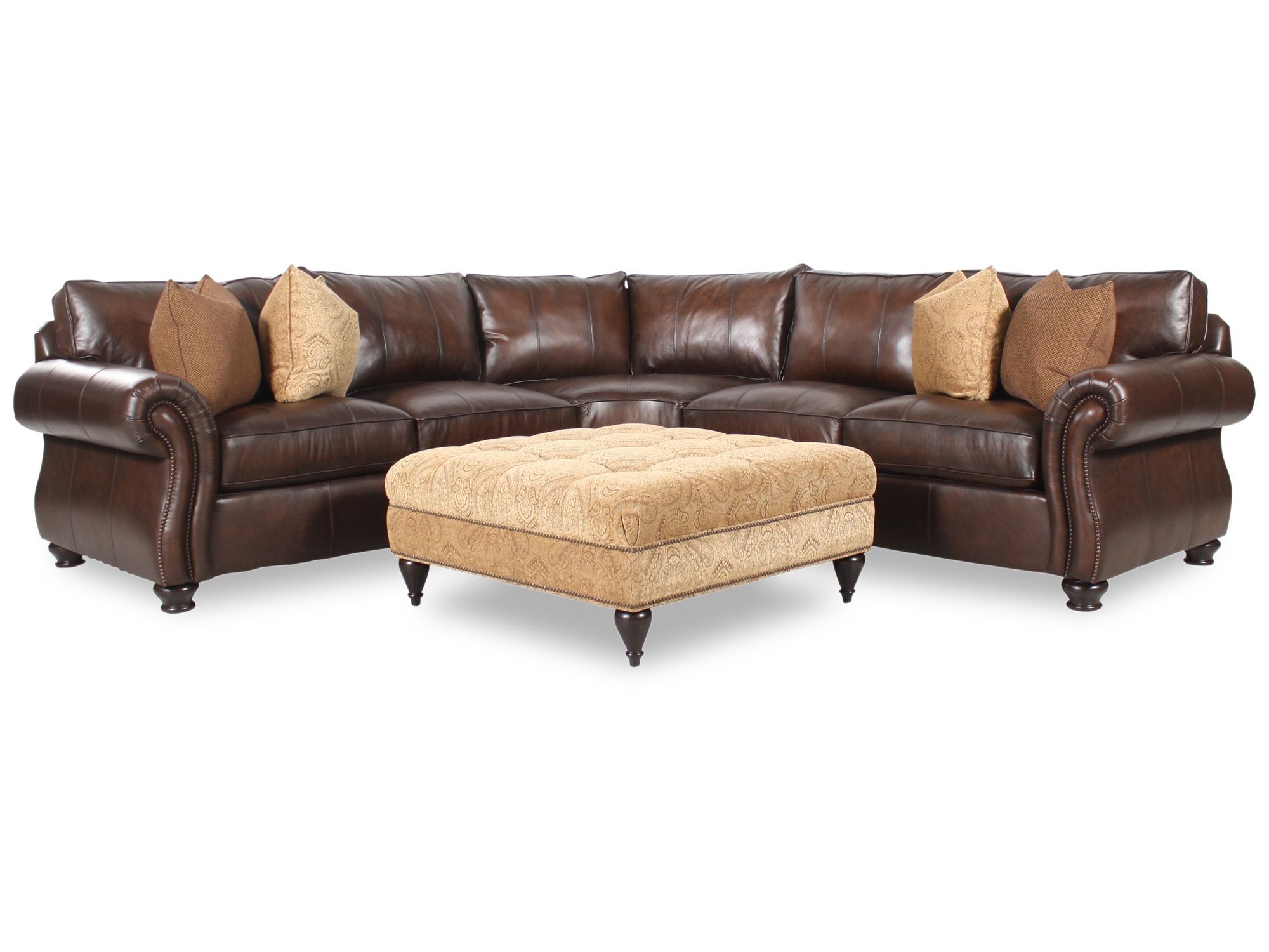Bernhardt Van Gogh Two Piece Leather Sectional With Square Fabric With Huntsville Al Sectional Sofas (View 5 of 10)