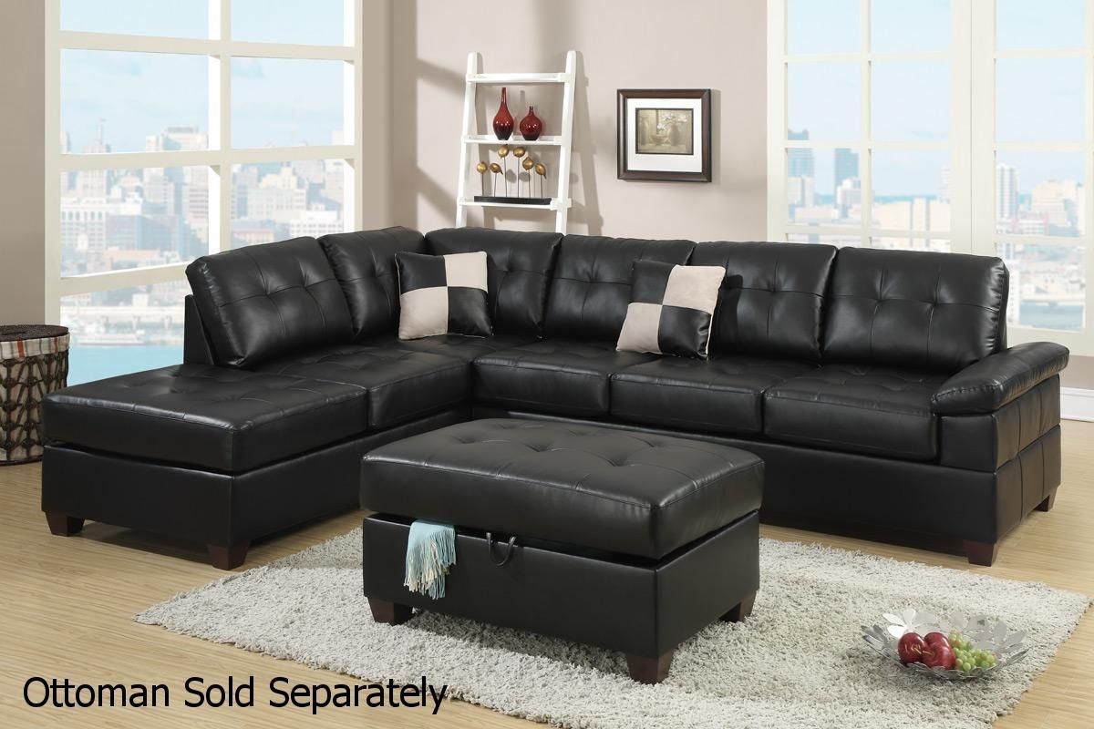 Black Leather Sectional Sofa – Steal A Sofa Furniture Outlet Los Regarding Black Sectional Sofas (View 1 of 15)