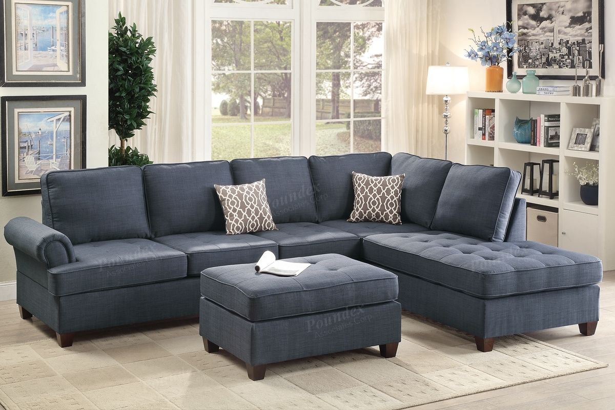 Blue Fabric Sectional Sofa – Steal A Sofa Furniture Outlet Los Intended For Fabric Sectional Sofas (Photo 10 of 10)