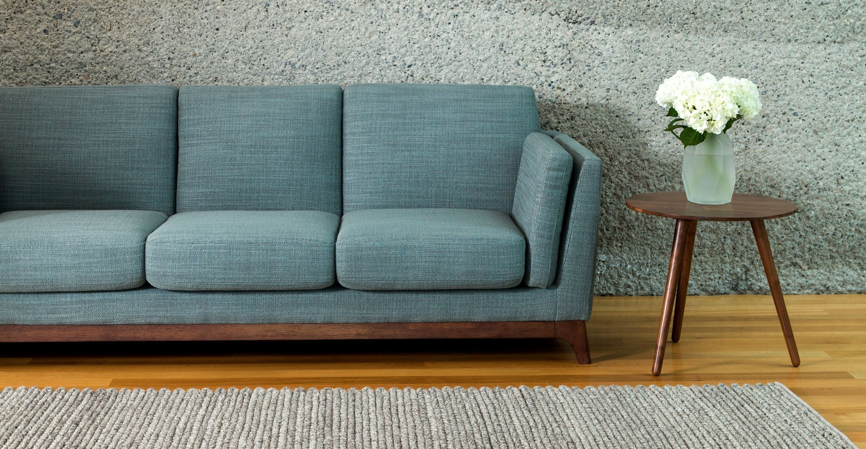 Blue Sofa 3 Seater With Solid Wood Legs | Article Ceni Modern With Aqua Sofas (View 10 of 10)