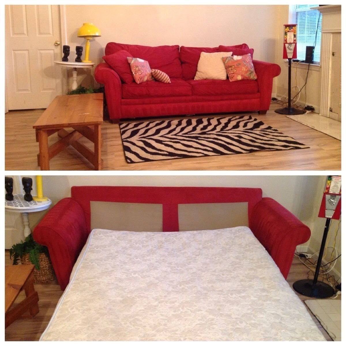 Bright Red Harvetys Sleeper Sofa Couch – Youtube For Red Sleeper Sofas (Photo 6 of 10)