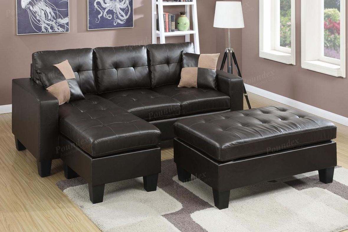 Brown Leather Sectional Sofa And Ottoman – Steal A Sofa Furniture Intended For Leather Sectionals With Chaise And Ottoman (View 14 of 15)