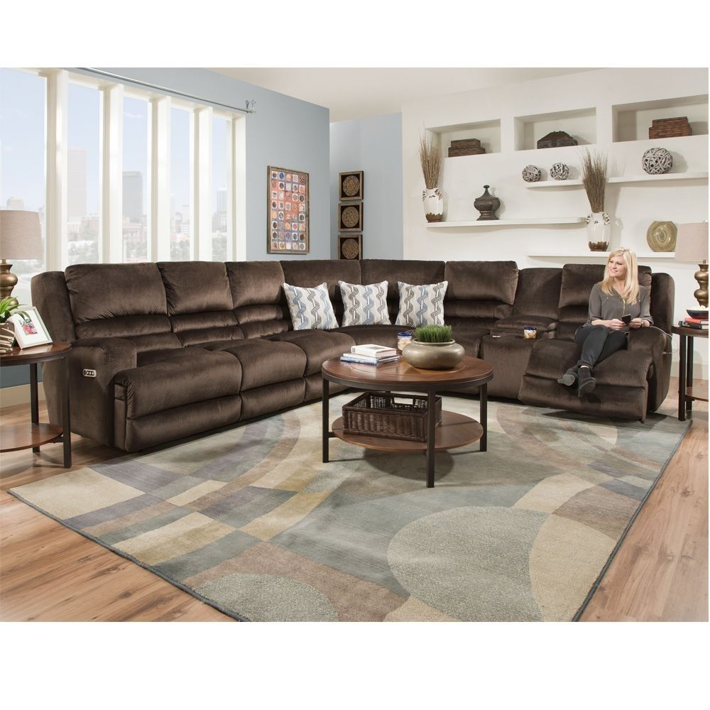Brown Reclining Sectional – Power Recline, Power Lumbar Support, Usb Pertaining To Quincy Il Sectional Sofas (View 5 of 10)