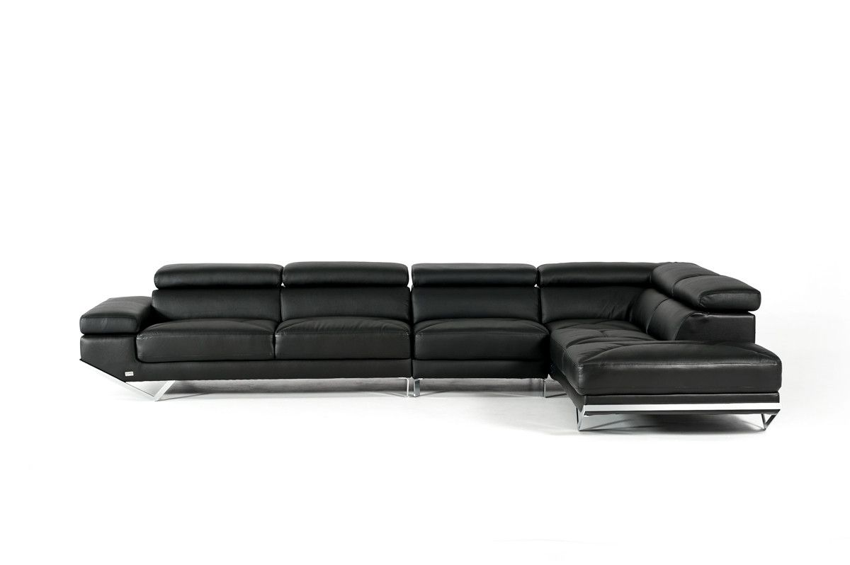 Casa Quebec Modern Black Eco Leather Sectional Sofa For Quebec Sectional Sofas (View 7 of 10)