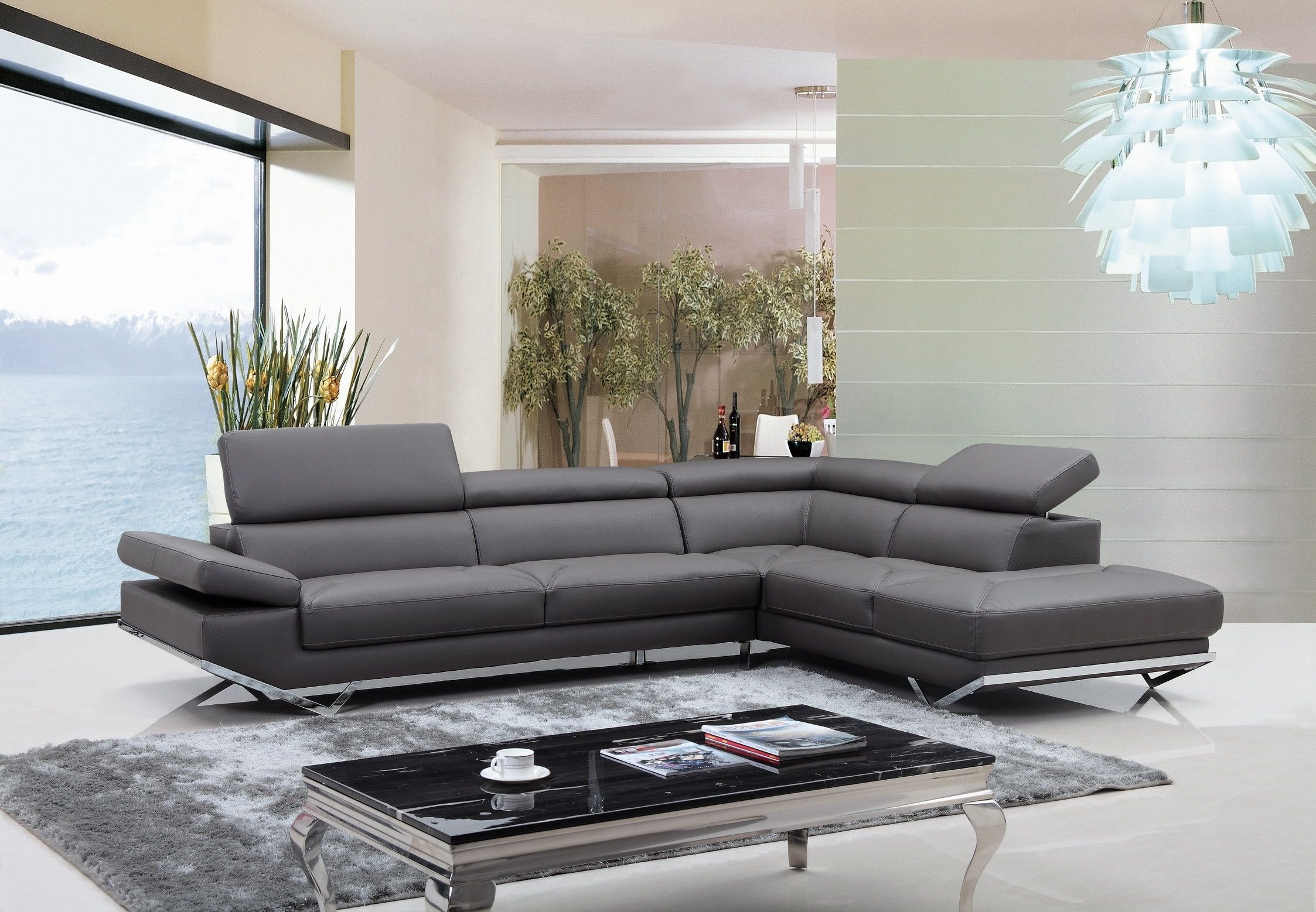 Casa Quebec Modern Dark Grey Eco Leather Sectional Sofa With Quebec Sectional Sofas (View 1 of 10)