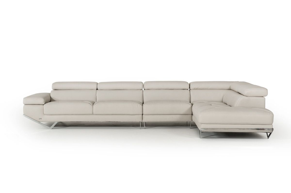 Casa Quebec Modern Light Grey Eco Leather Large Sectional Sofa In Quebec Sectional Sofas (View 8 of 10)