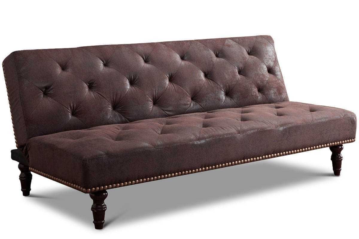 Charles Victorian Vintage Antique Sofa Bed Brown Faux Suede Leather With Regard To Faux Suede Sofas (View 2 of 10)